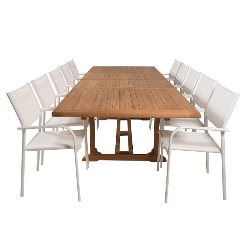 Matgrupp Venture Home Kenya 195-295x110 Teak med 10 Santorini Karmstolar