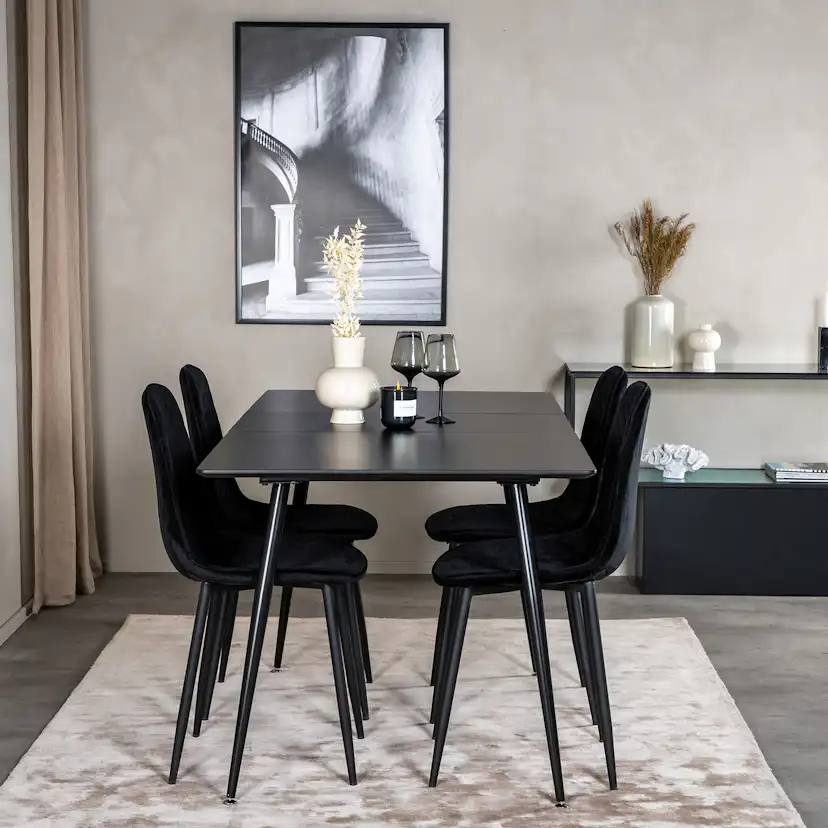 Matgrupp Venture Home Silvia med Iläggsskiva och 4 Phoi Stolar