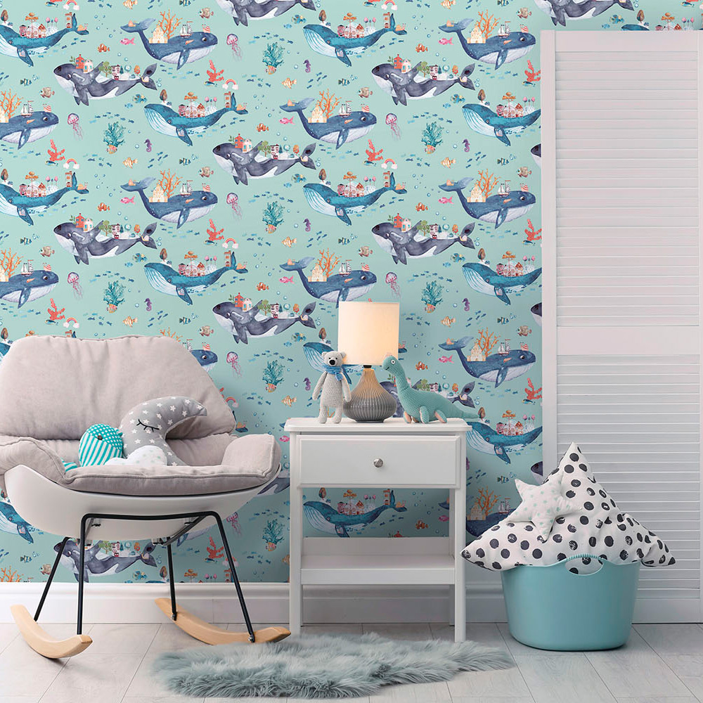Tapet Holden Dream Catcher Whale Town Soft Teal 13221