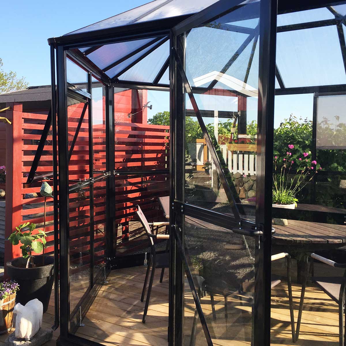 Växthus Metalcraft 7,8 kvm Svart Hexagon
