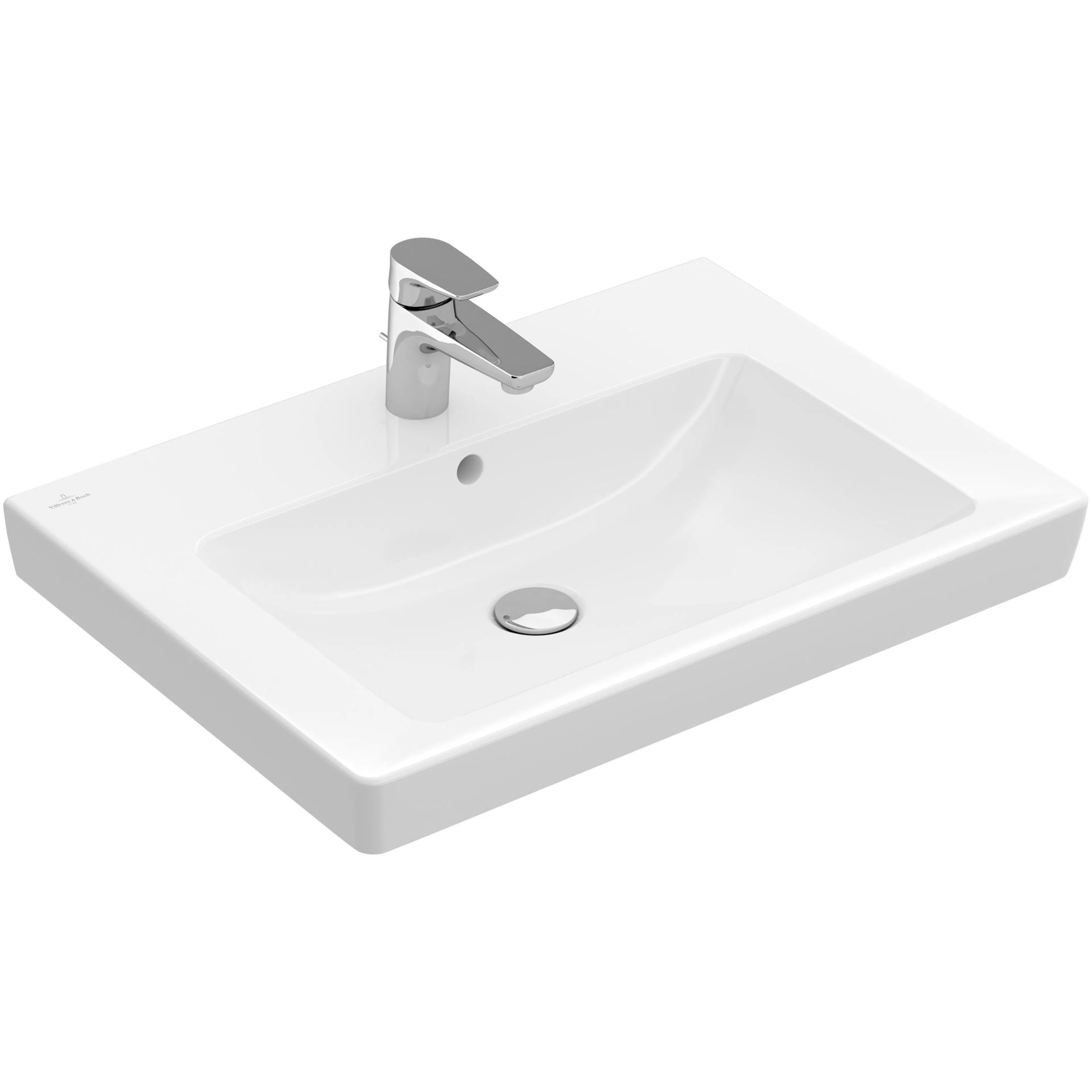 Tvättställ villeroy & Boch Subway 2.0 7113KG01 Vit Alpin, Med Bräddavlopp, 650 mm, Med Blandarhål, för Trehålsblandare, Undersida: Polerad