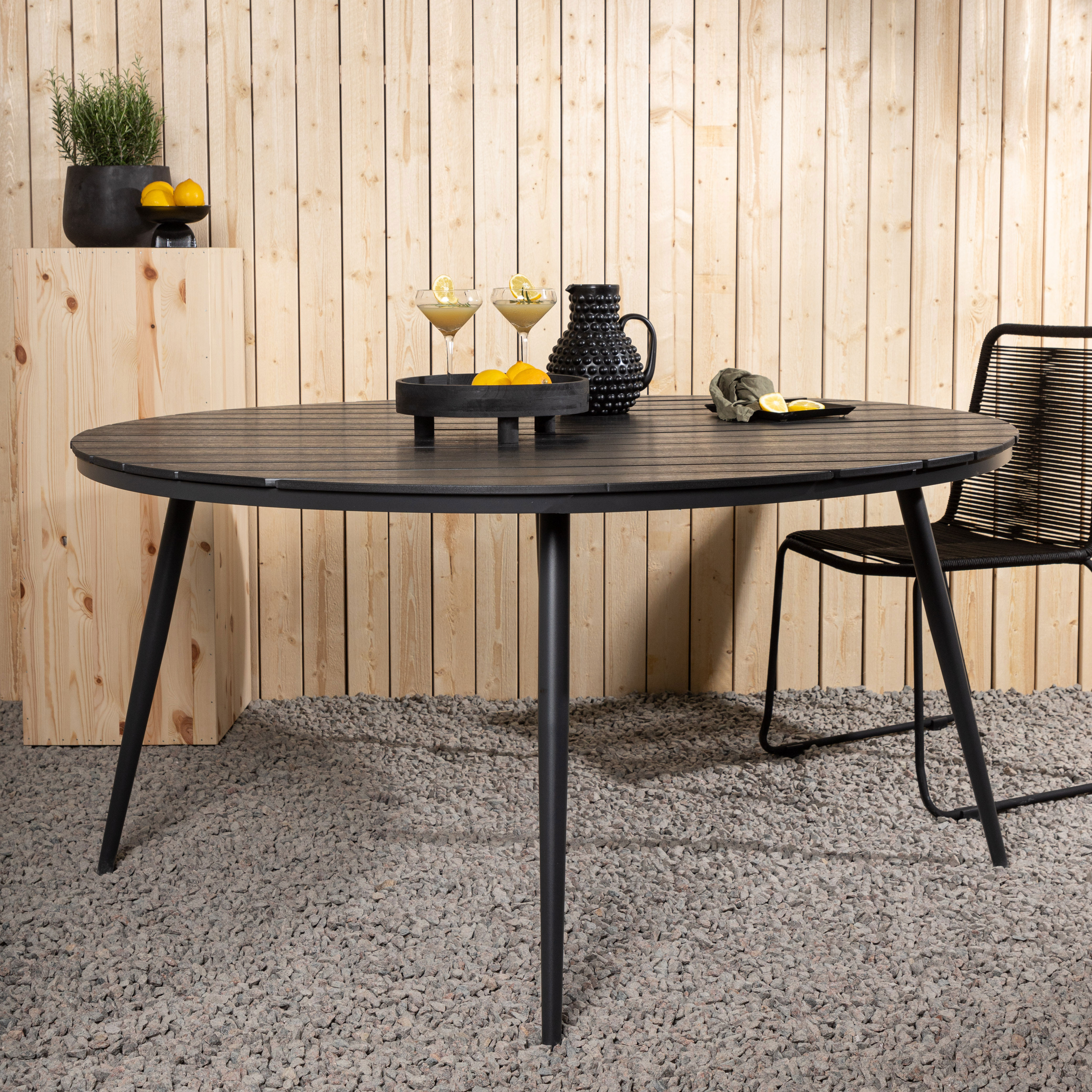 Break - Dining Table Round- Black / Black - Alu / Aintwood - Svart