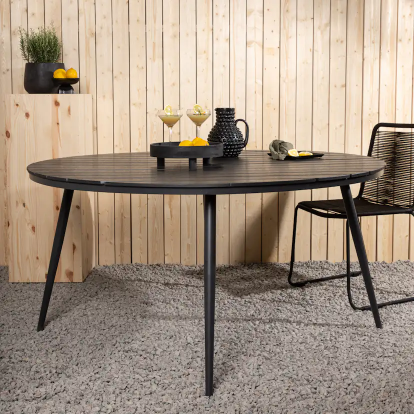 Break - Dining Table Round- Black / Black - Alu / Aintwood - Svart