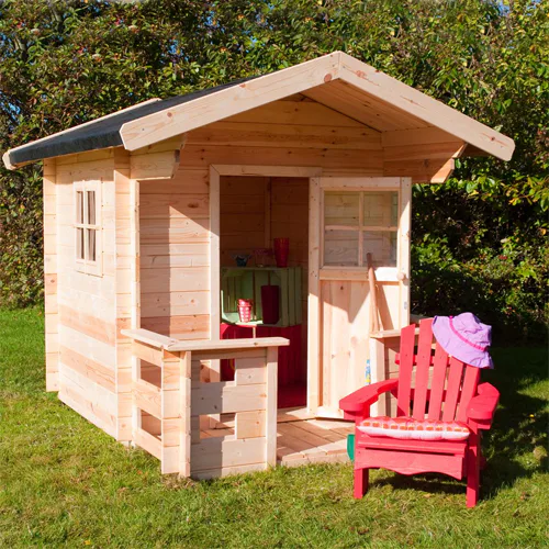 Lekstuga PLUS Trästuga 2,6 m² med Inbyggd Altan