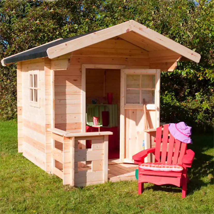 Lekstuga PLUS Trästuga 2,6 m² med Inbyggd Altan