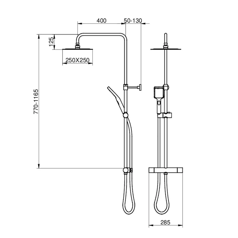 Takduschset Gustavsberg Nordic Square 160 cc