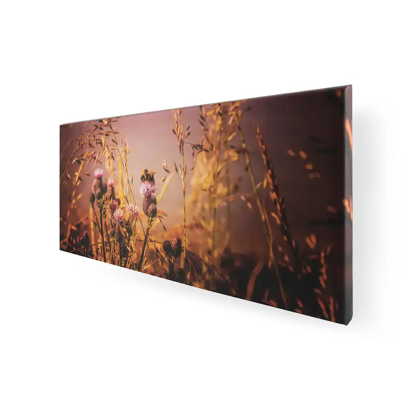 Tavla Art for the Home Flowers and a Bee 40x100