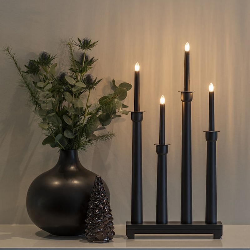 Adventsljusstake Gnosjö Konstsmide 4 Ljus Trä Svart