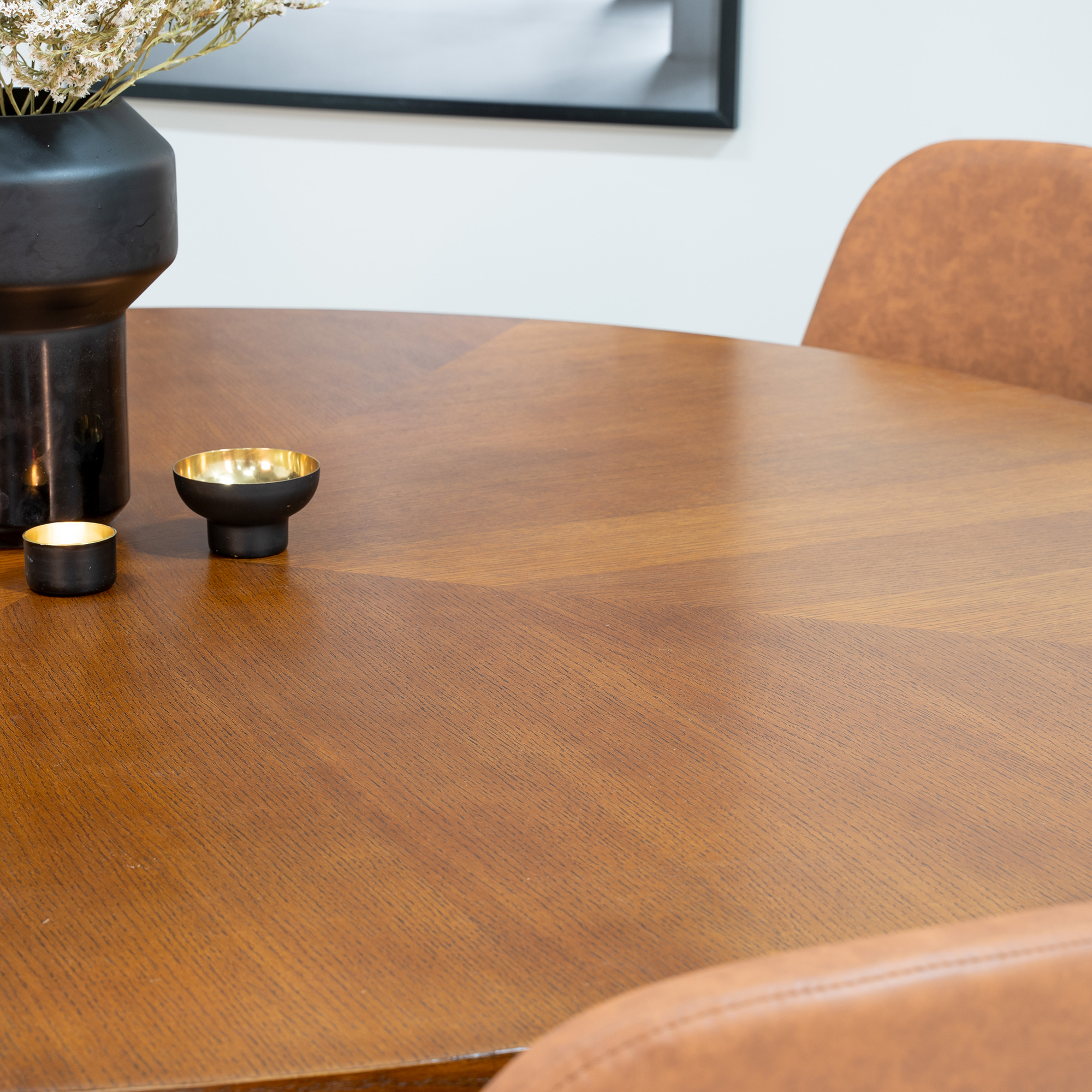 Copenhagen - Dining Table round - Brown / Black+Polar Matsto Brun
