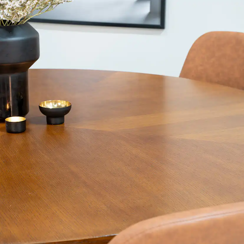 Copenhagen - Dining Table round - Brown / Black+Polar Matsto Brun