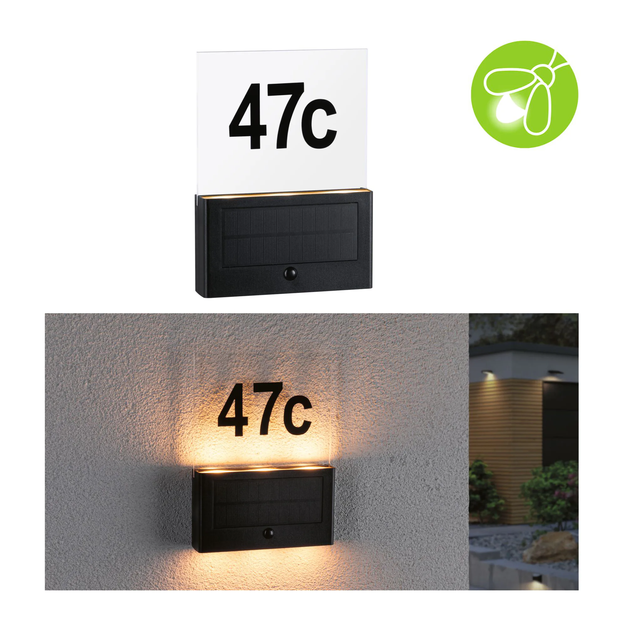 Fasadbelysning Solcell LED Paulmann Neda Lampa för husnummer IP44 Ljus: Gold Light (insektsvänligt)