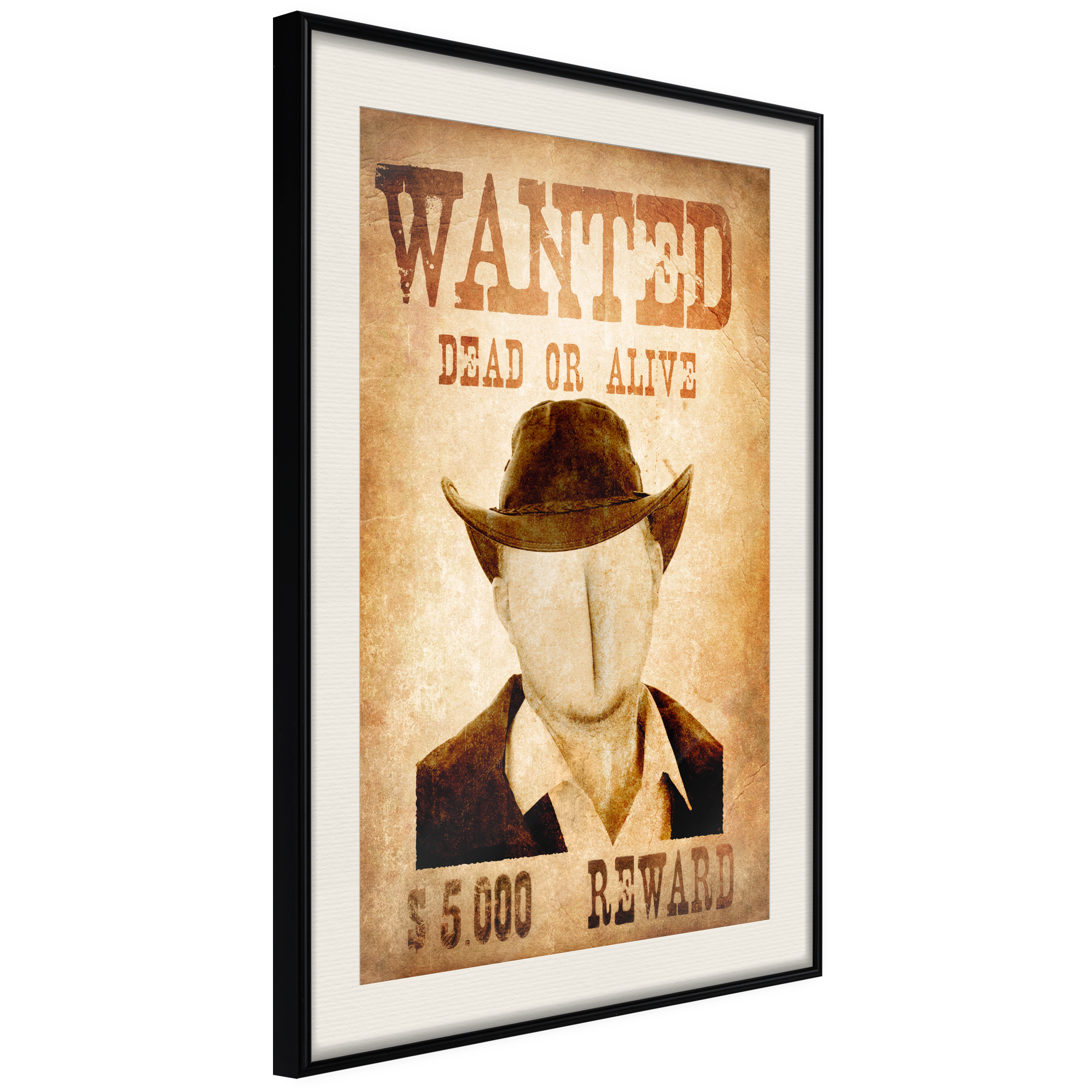 Affisch - Wanted [Poster] 40x60 Svart ram med passepartout, 40x60 cm
