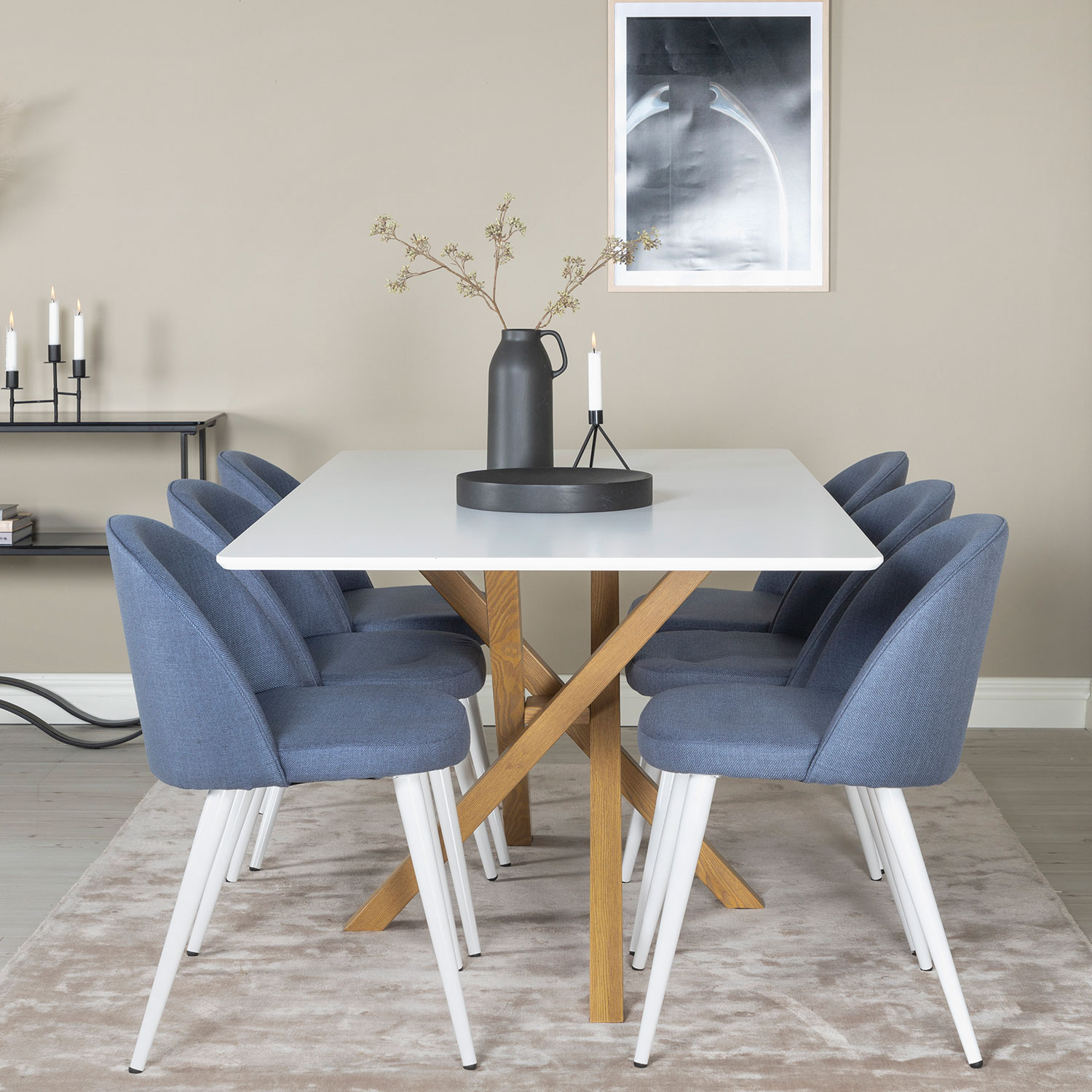 Matgrupp Venture Home Piazza med 6 Velvet stolar Tyg