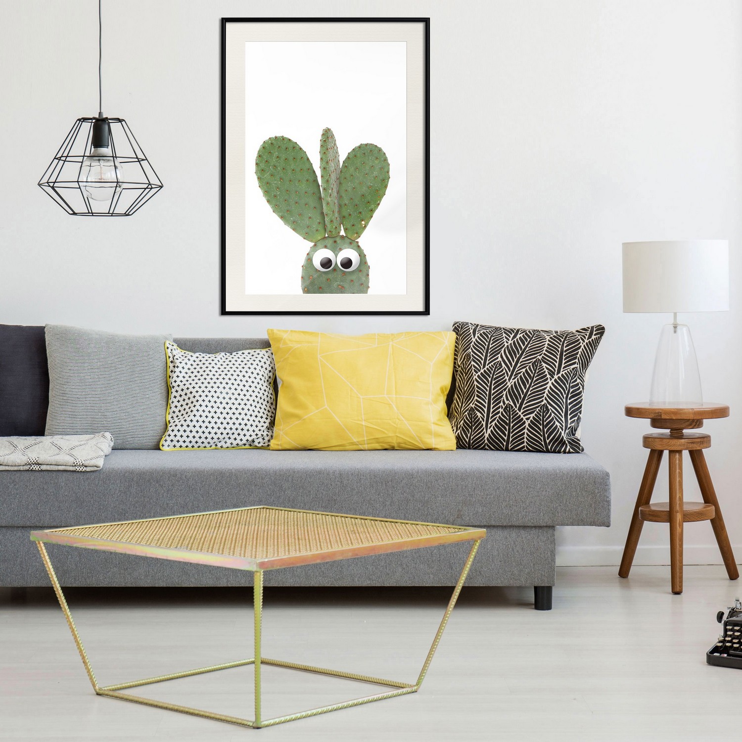 Affisch - Ear Cactus [Poster] 30x45 Svart ram med passepartout, 30x45 cm