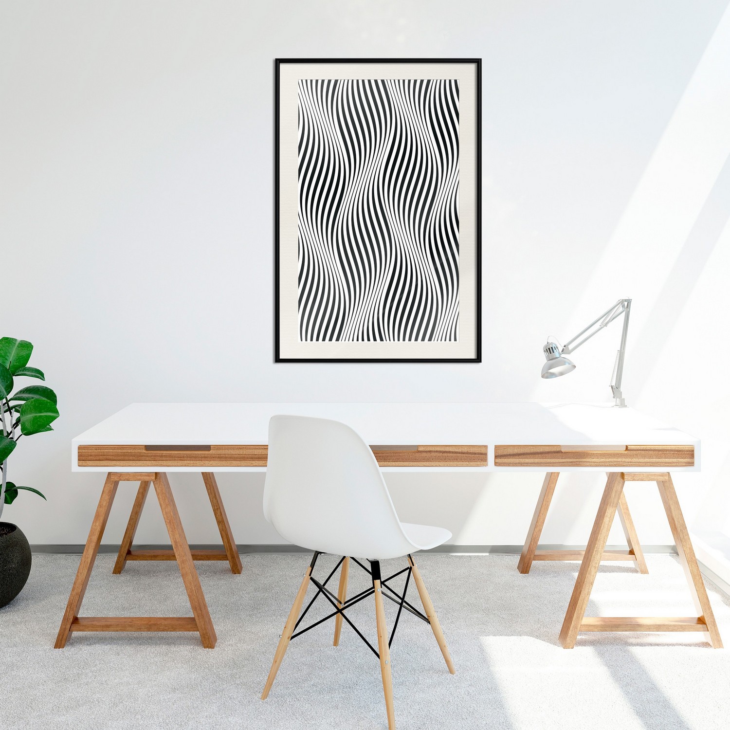 Affisch - Optical Art [Poster] 20x30 Svart ram med passepartout, 20x30 cm
