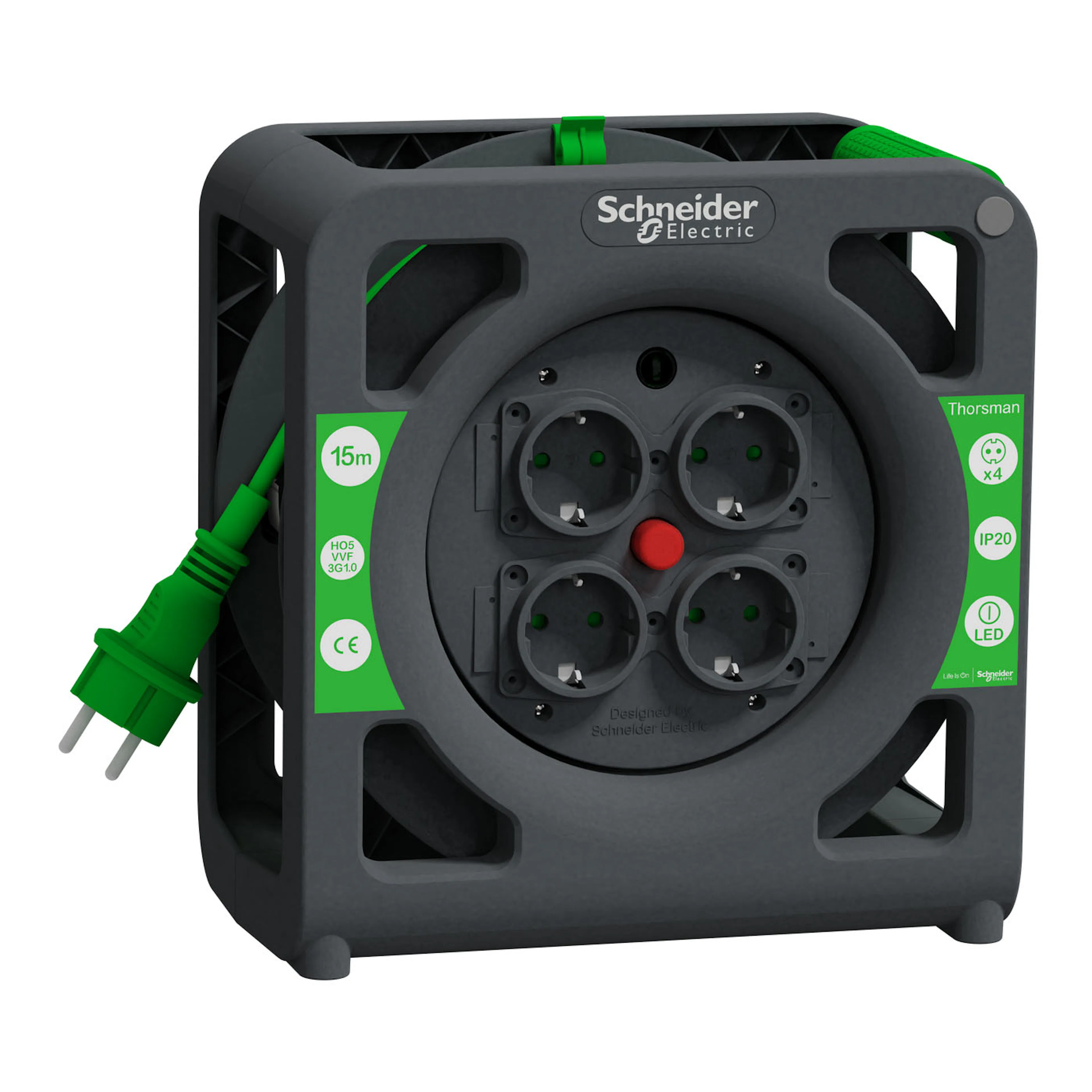Kabelvinda Schneider Electric Thorsman HO5VVF 3G1.0 IP20 Schuko