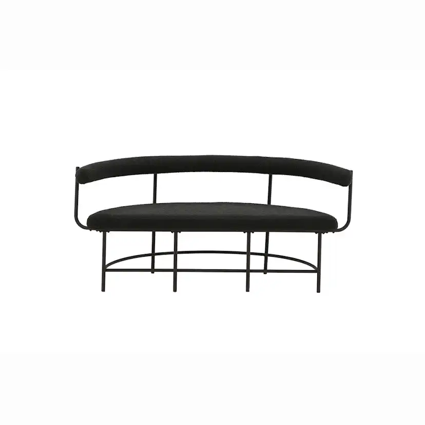 Sittbänk Vind Stallhagen x Josefin Lustig Svart Bänk med Ryggstöd Boucle/Stål 165 cm