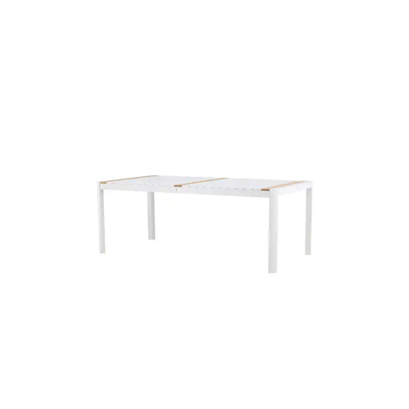 Togo Dining Table, White, Teak, Aluminum Vit
