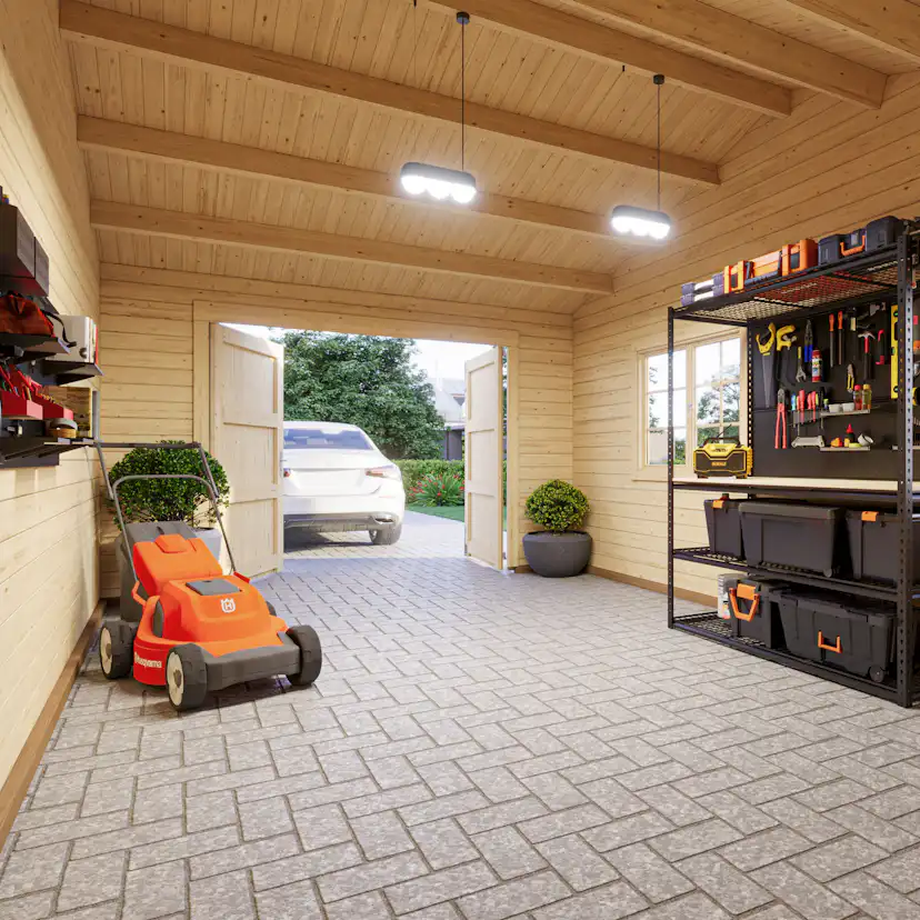 Garage Palmako Roger med Carport 36,5 m2 och Slagport