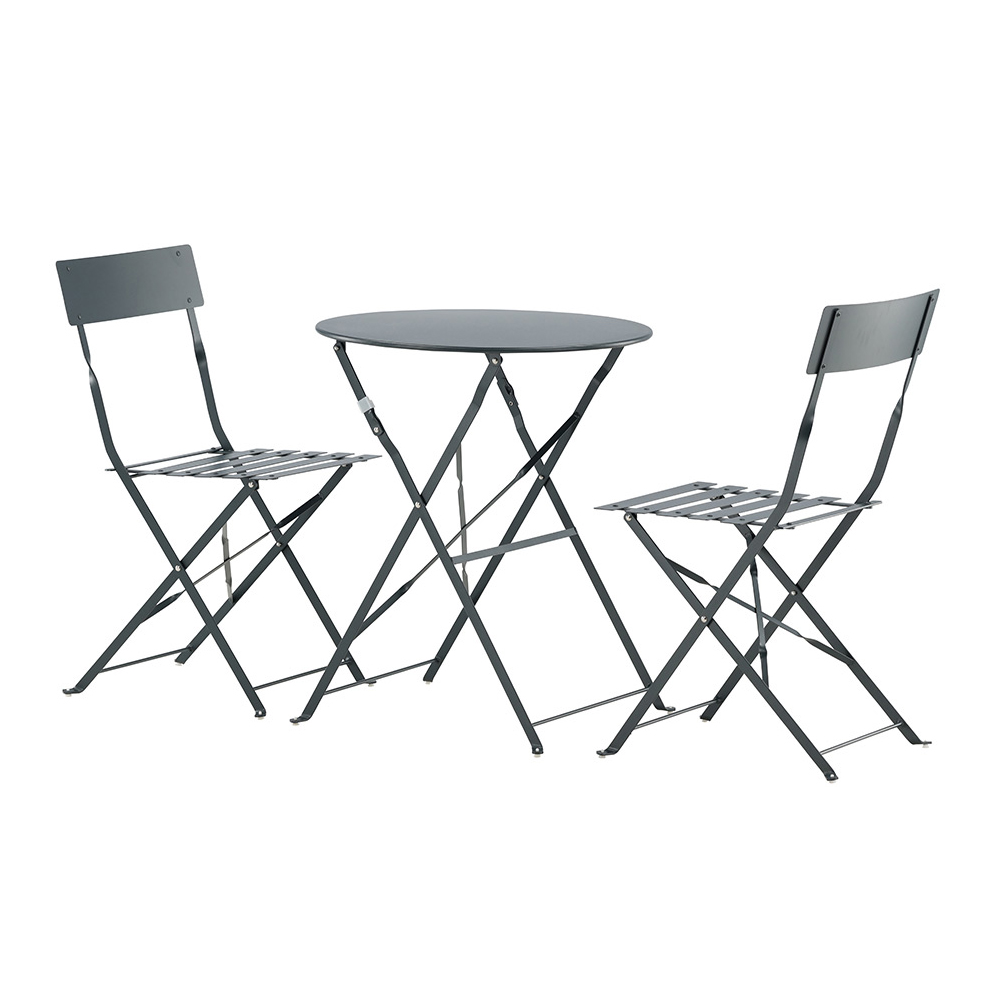 Marsellie Foldable steel bistro set - Dark grey Mörkgrå