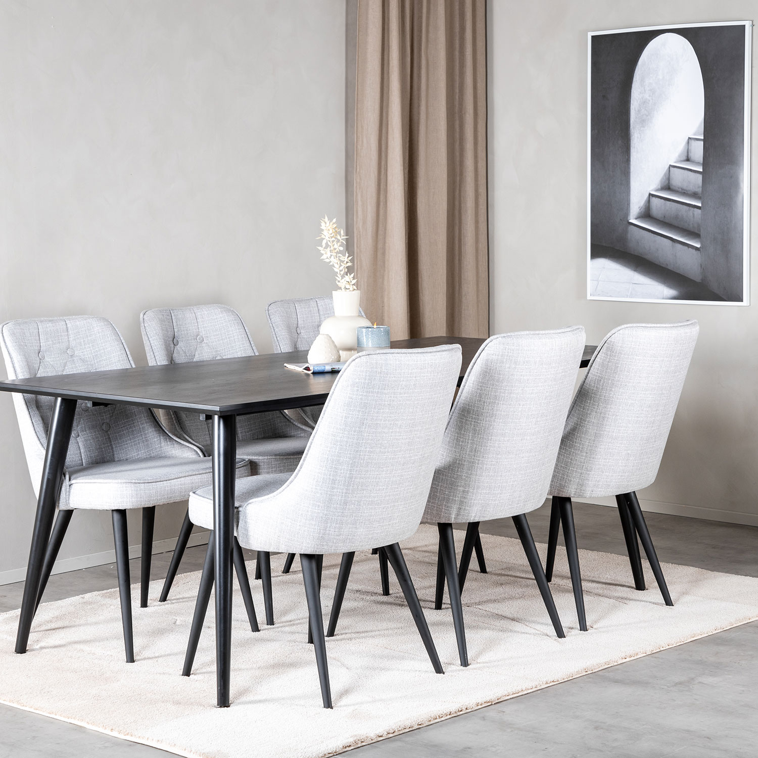 Matgrupp Venture Home Dipp med 6 Velvet Deluxe stolar