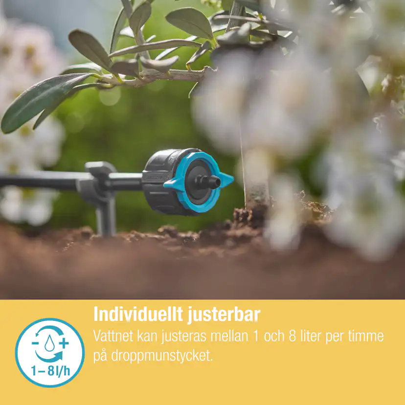 Droppspridare Gardena Micro-Drip Ställbar 1-8 l/h Tryckregelrande