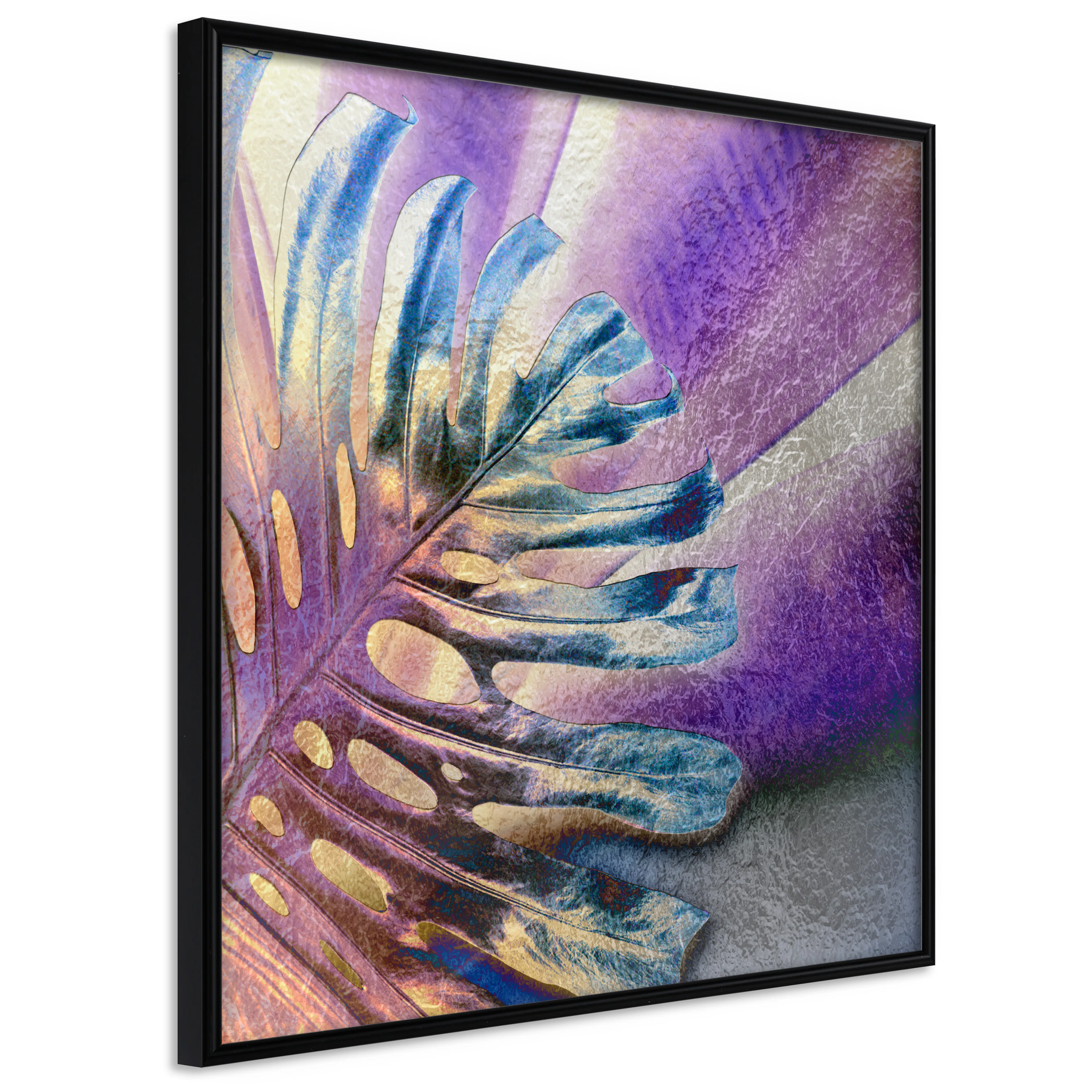 Affisch - Colourful Monstera [Poster] 20x20 Svart ram, 20x20 cm