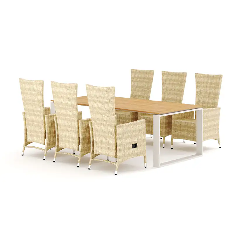 Trädgårdsgrupp Comfort Garden Devon utomhus matgrupp 210x100 cm med 6 Jenny matstolar