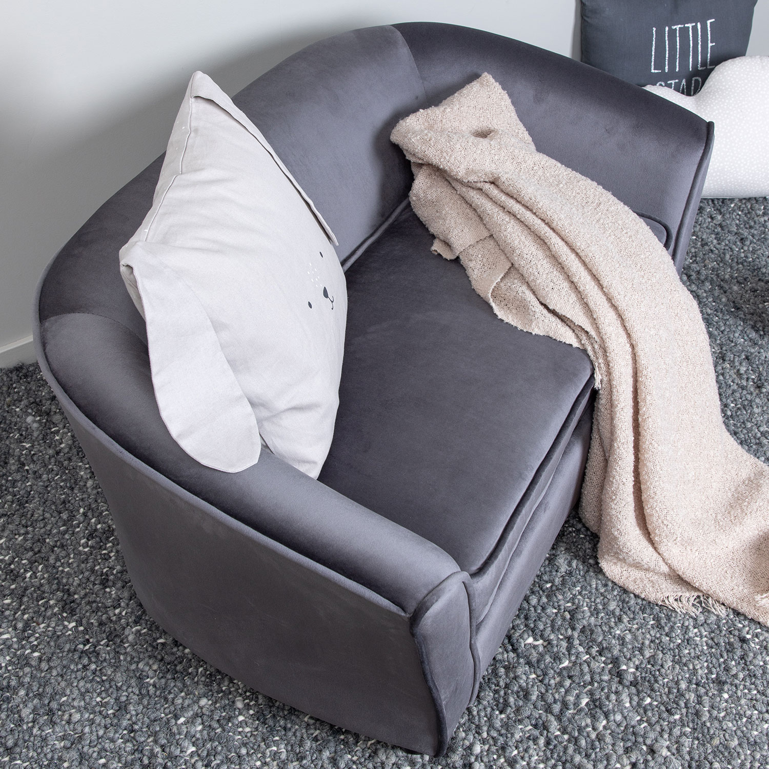 Barnsoffa Venture Home Måna Grå Sammet