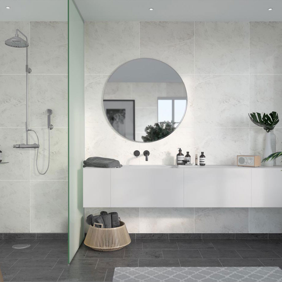 Våtrumsskiva Fibo White Marble 2273-M6060S