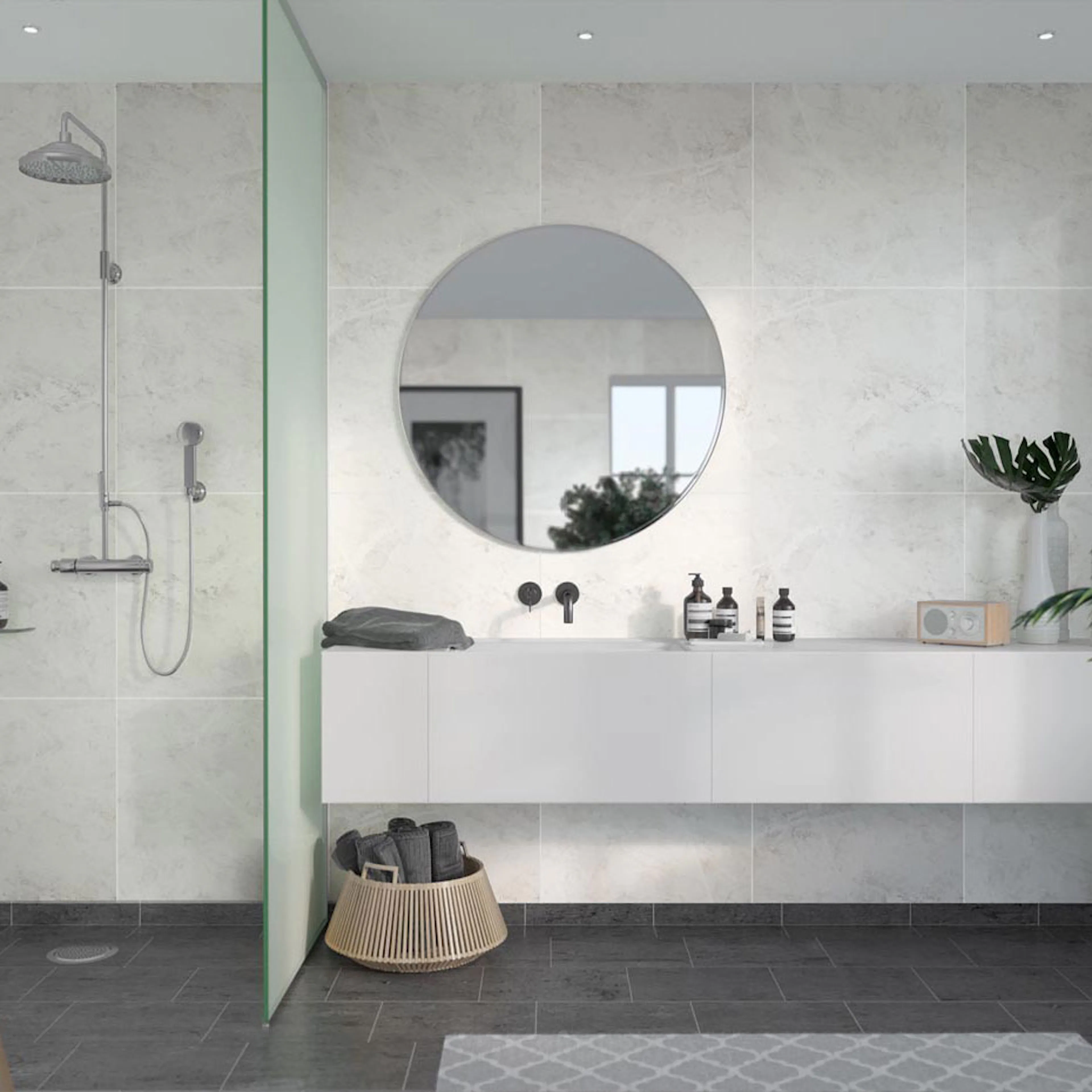 Våtrumsskiva Fibo White Marble 2273-M6060S