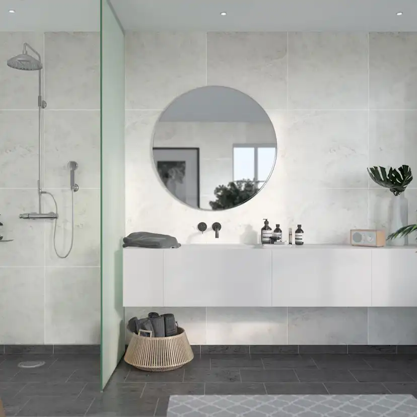 Våtrumsskiva Fibo White Marble 2273-M6060S