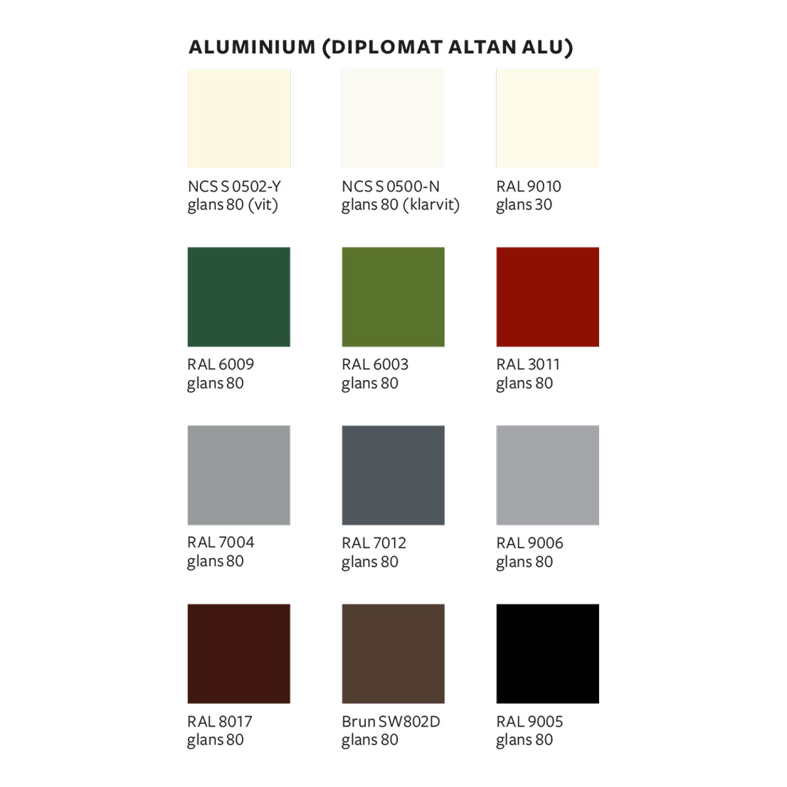 Kulörtillval Diplomat för Altandörr Trä/Alu