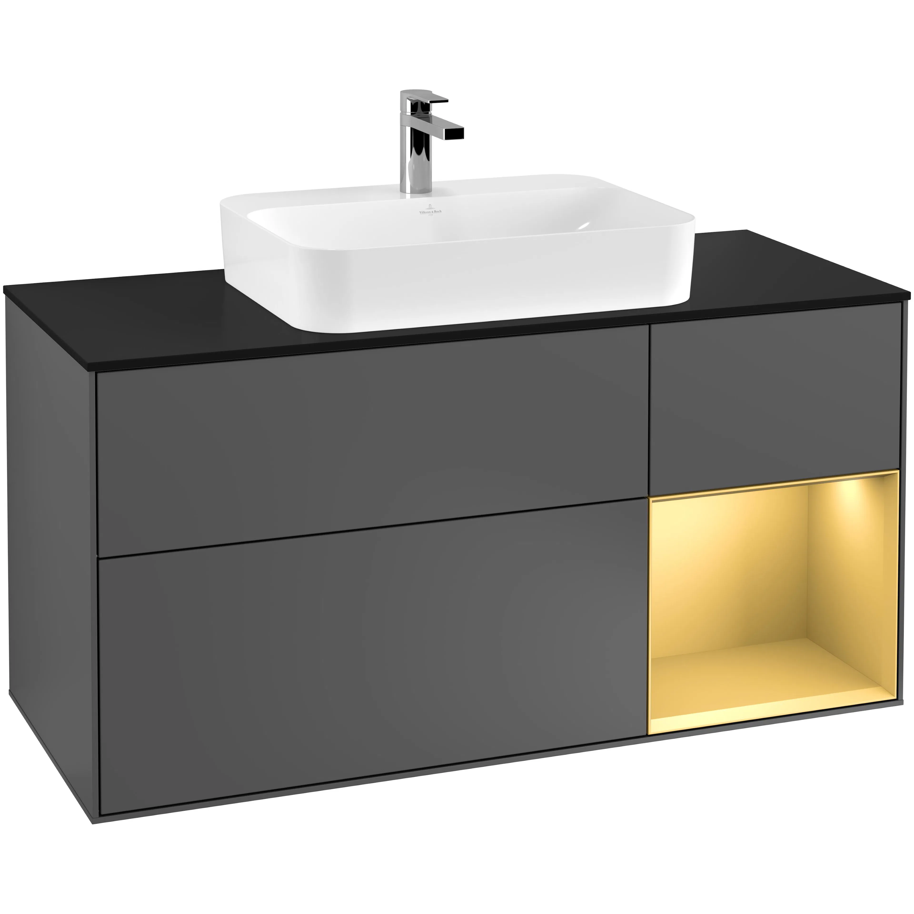 Tvättställsskåp Villeroy & Boch Finion med 3 Lådor Hylla och Bänkskiva för Ytmonterat Tvättställ