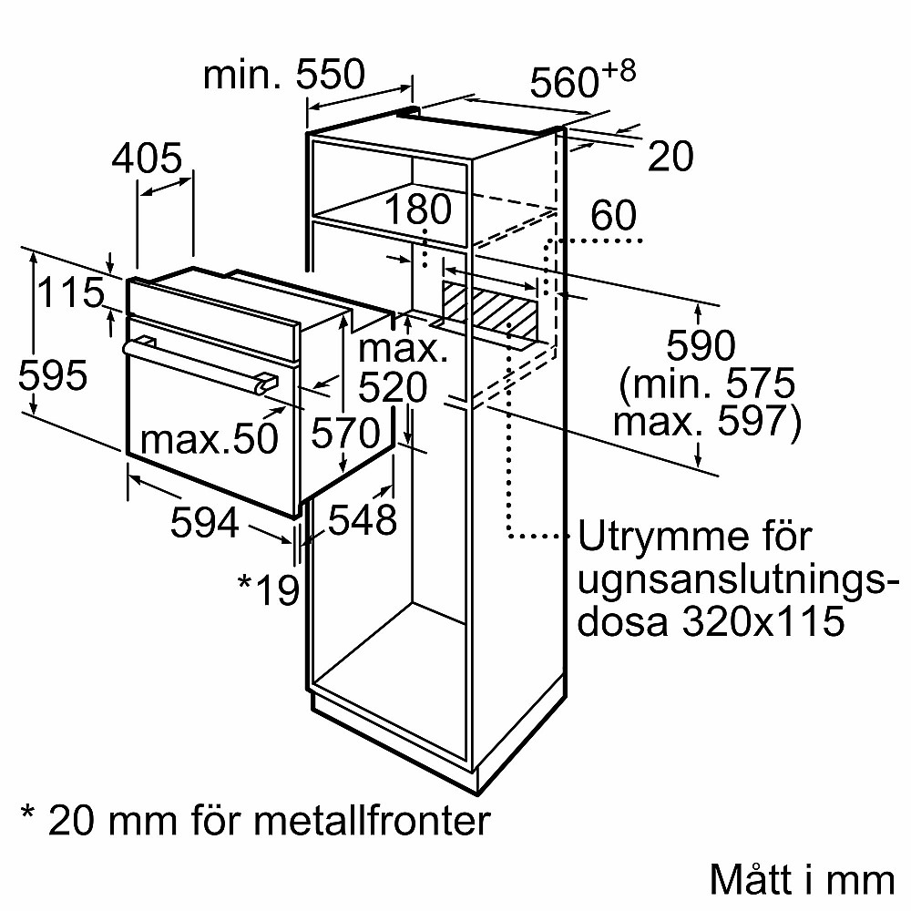 Inbyggnadsugn Siemens iQ100 HB010FBR1S Rostfri med Jämn Värmespridning