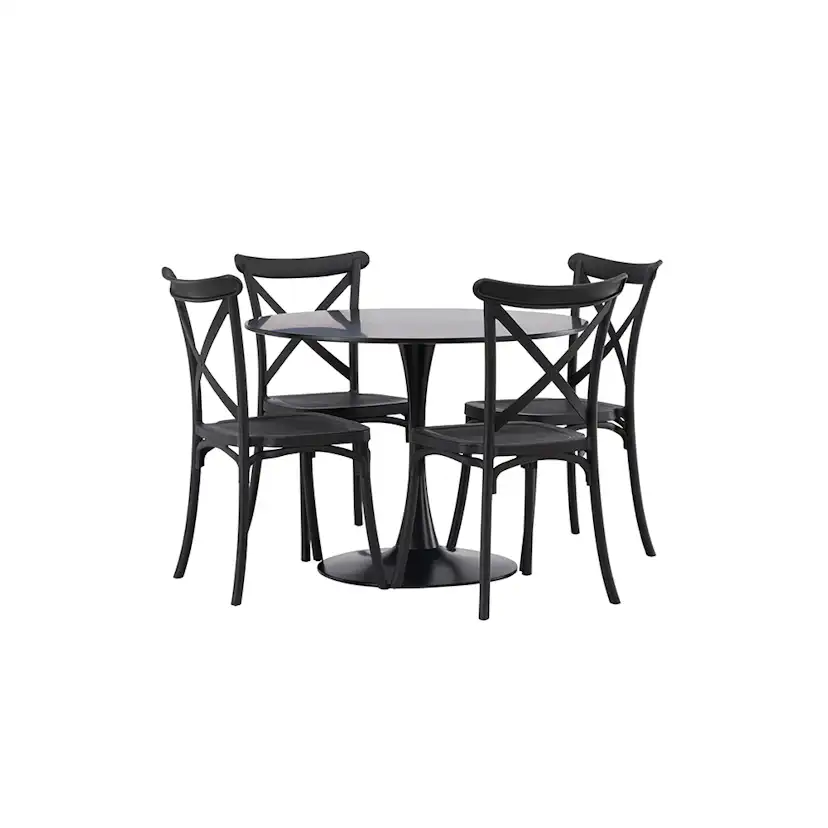 Matgrupp Venture Home Glade Ø 100 cm med 4 Crosett Stolar