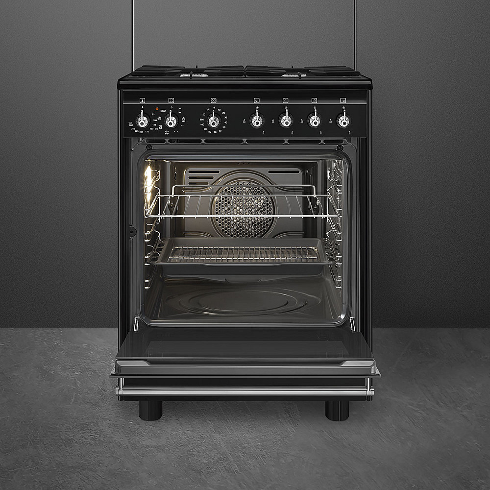 Gasspis Smeg Concerto CX61GMBL Svart med Mångsidig och Elektrisk Ugn