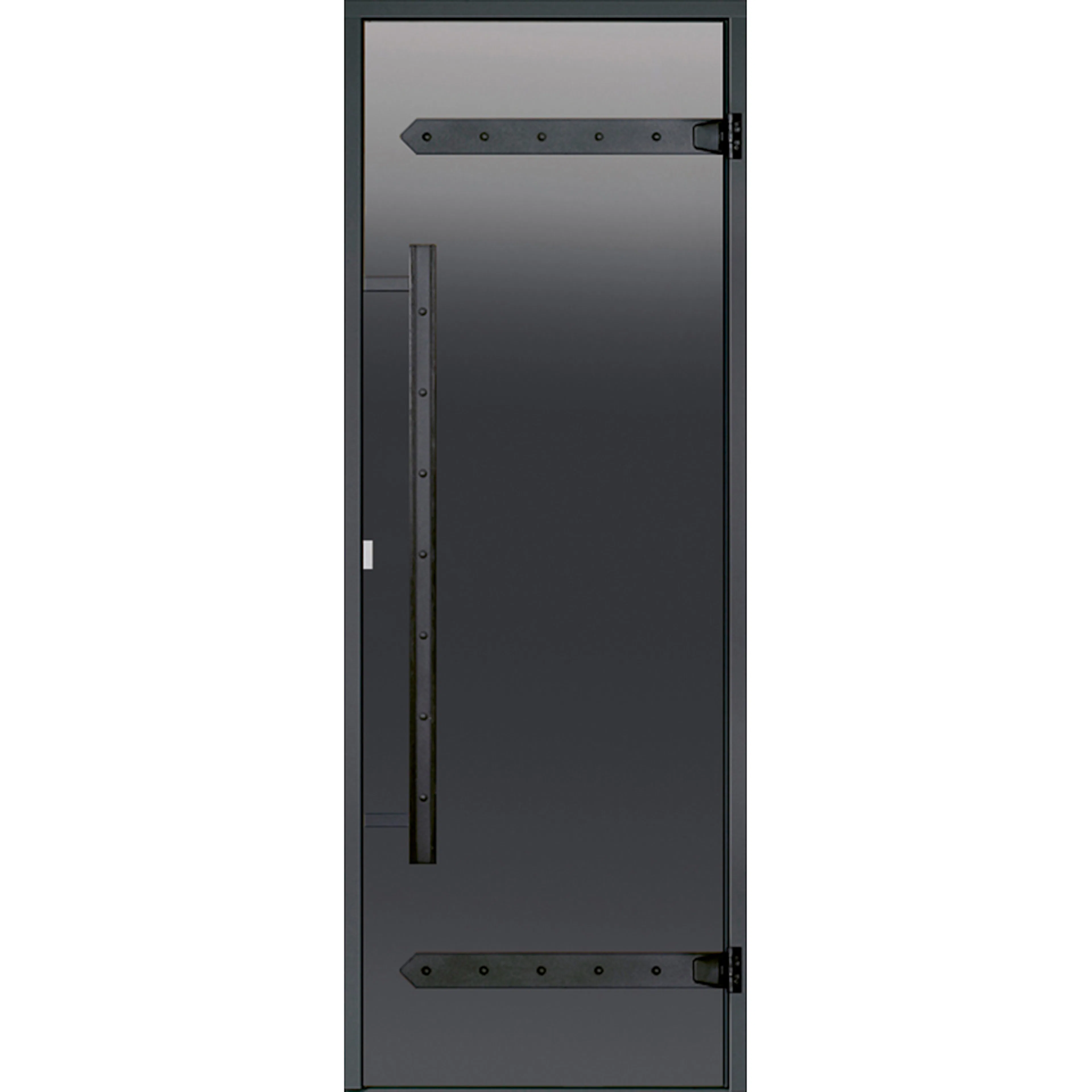 Glasdörr Harvia Legend Rökgrå med Svart Furukarm 7x19