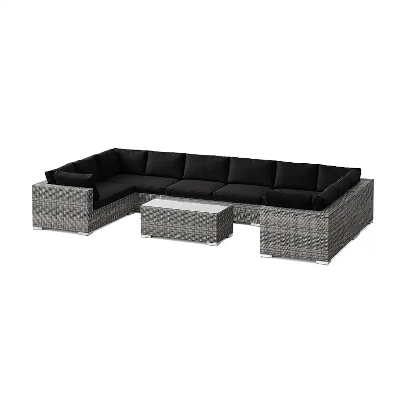 Loungegrupp Comfort Garden Bahamas U-formad utomhus loungegrupp med stängt avslut, 10-sits med bord