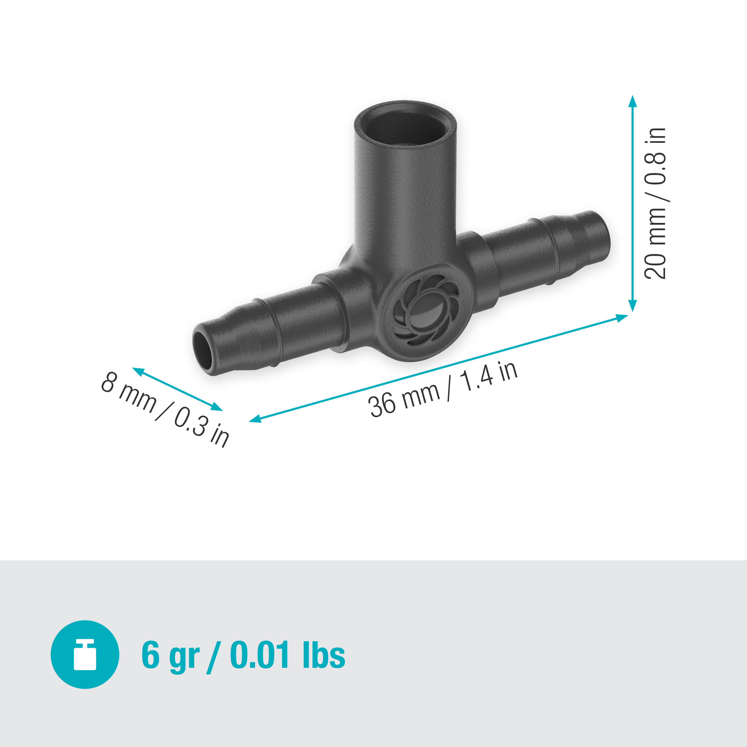 T-koppling Gardena Micro-Drip med Spridarfäste 4,6 mm (3/16")