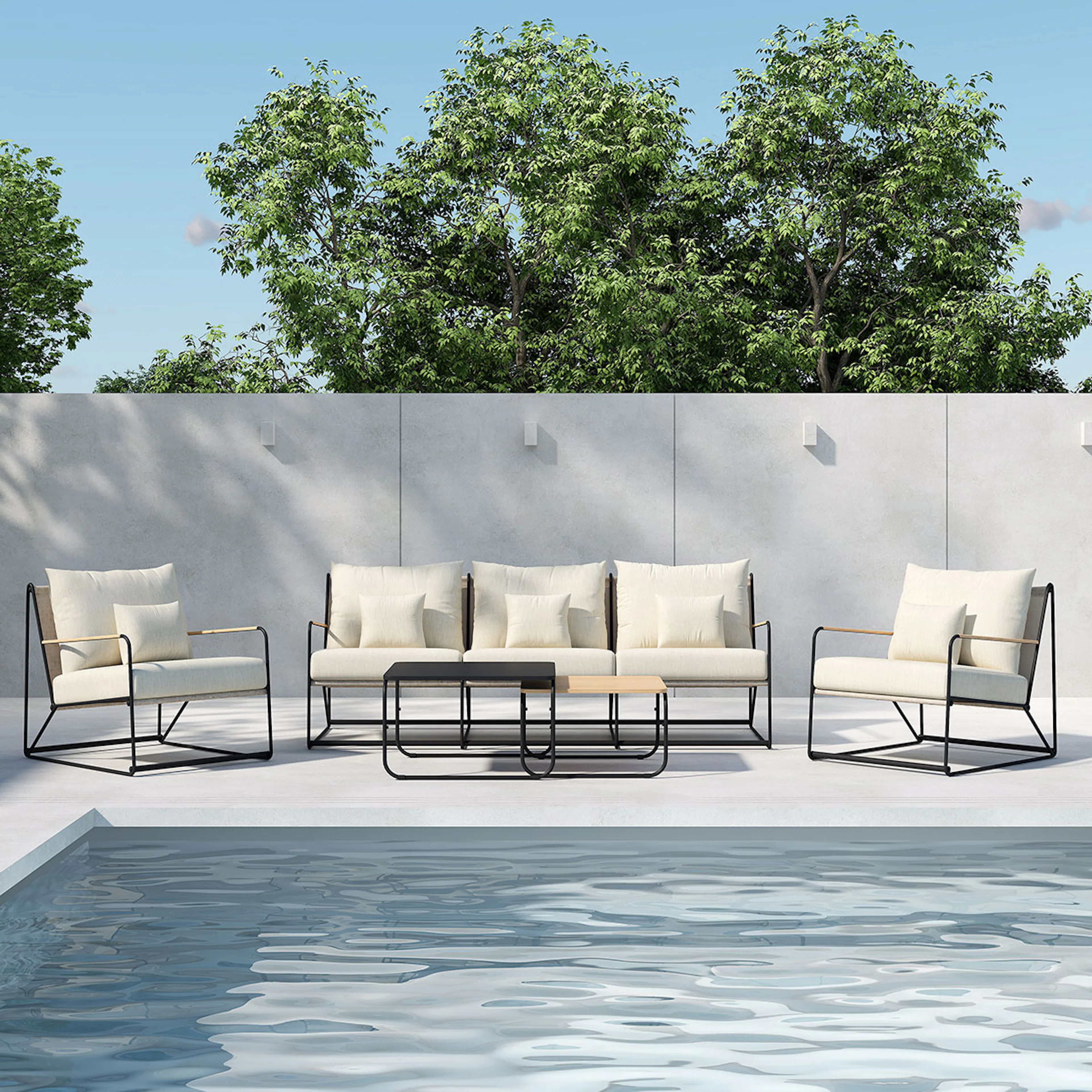 Palazzo Sofa Set - Black / Beige Svart