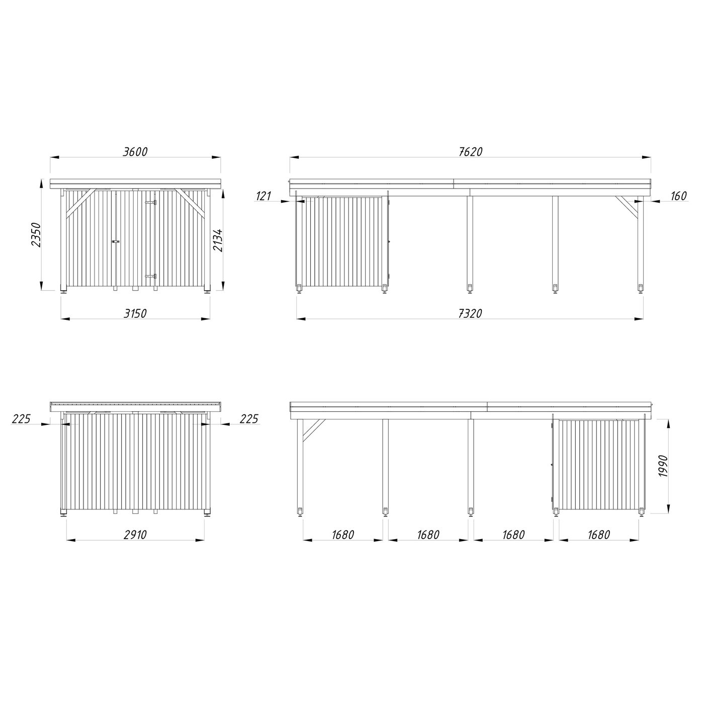 Carport Palmako Karl 23,1 m2 med Förråd
