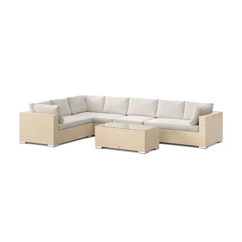 Loungegrupp Comfort Garden Bahamas L-formad utesoffa höger, 7-sits med bord