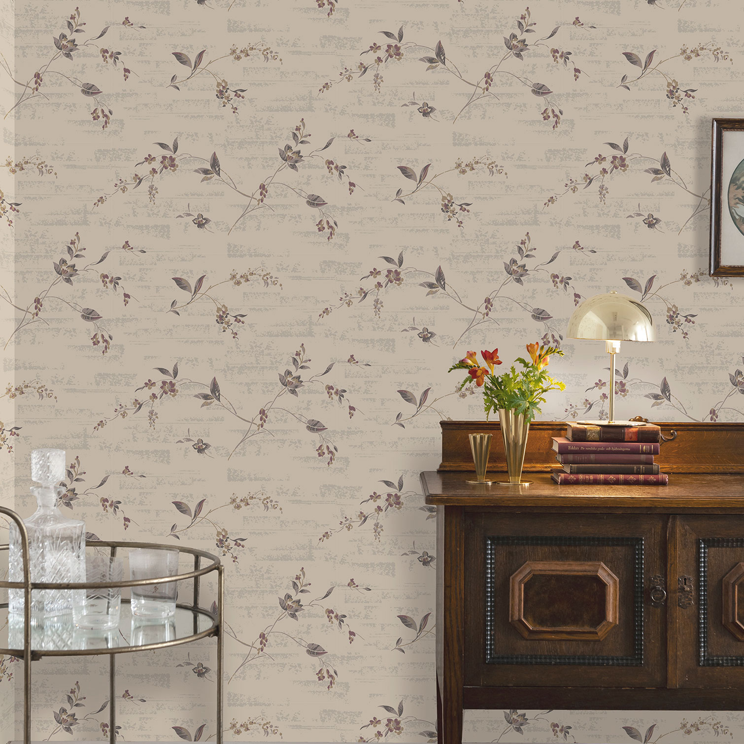 Tapet Duro Gammalsvenska Duro 1939 Beige/Röd 698-02