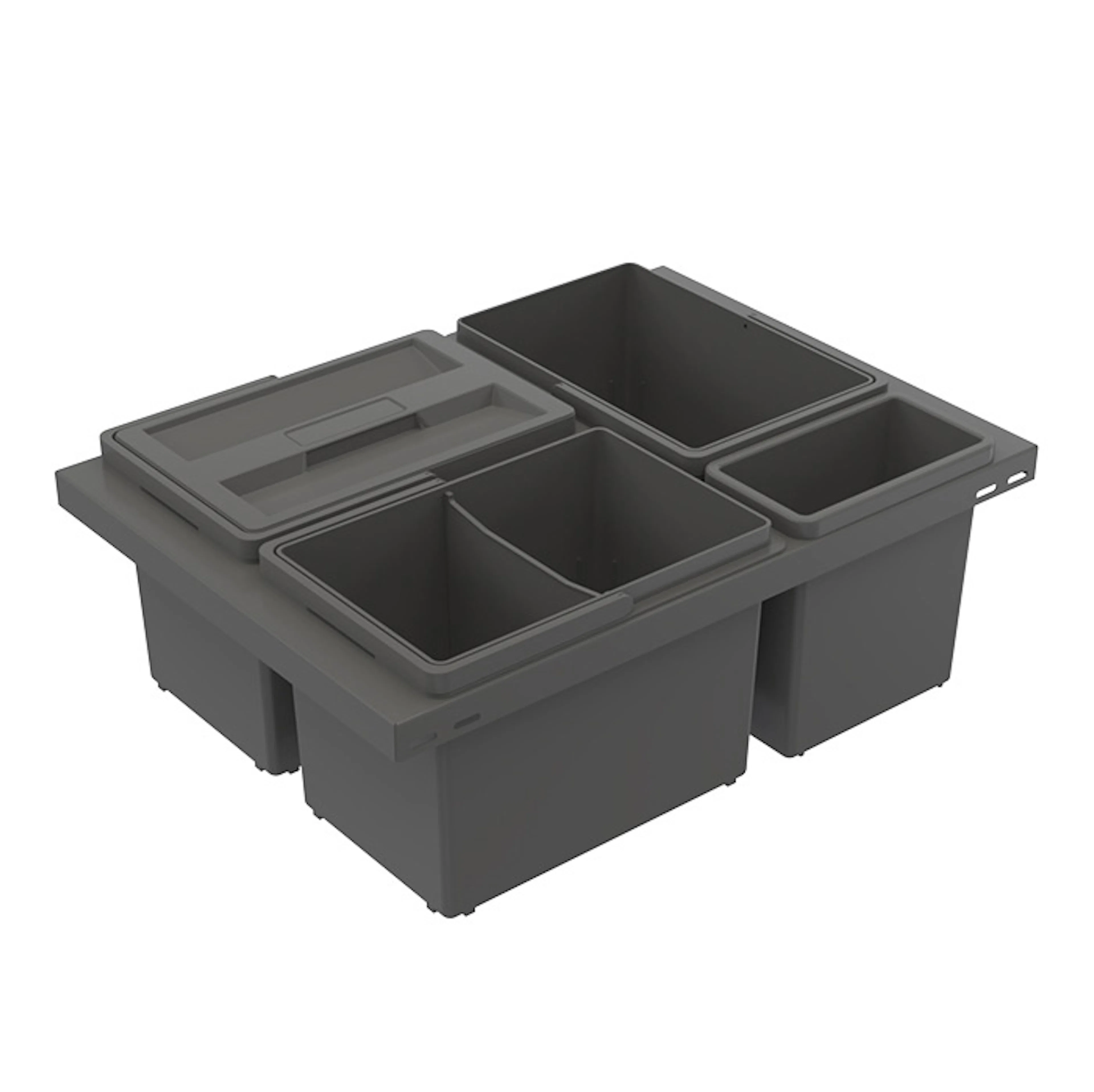 Källsorteringskärhållare Beslag Design Cube Basic Low 600 Mörkgrå