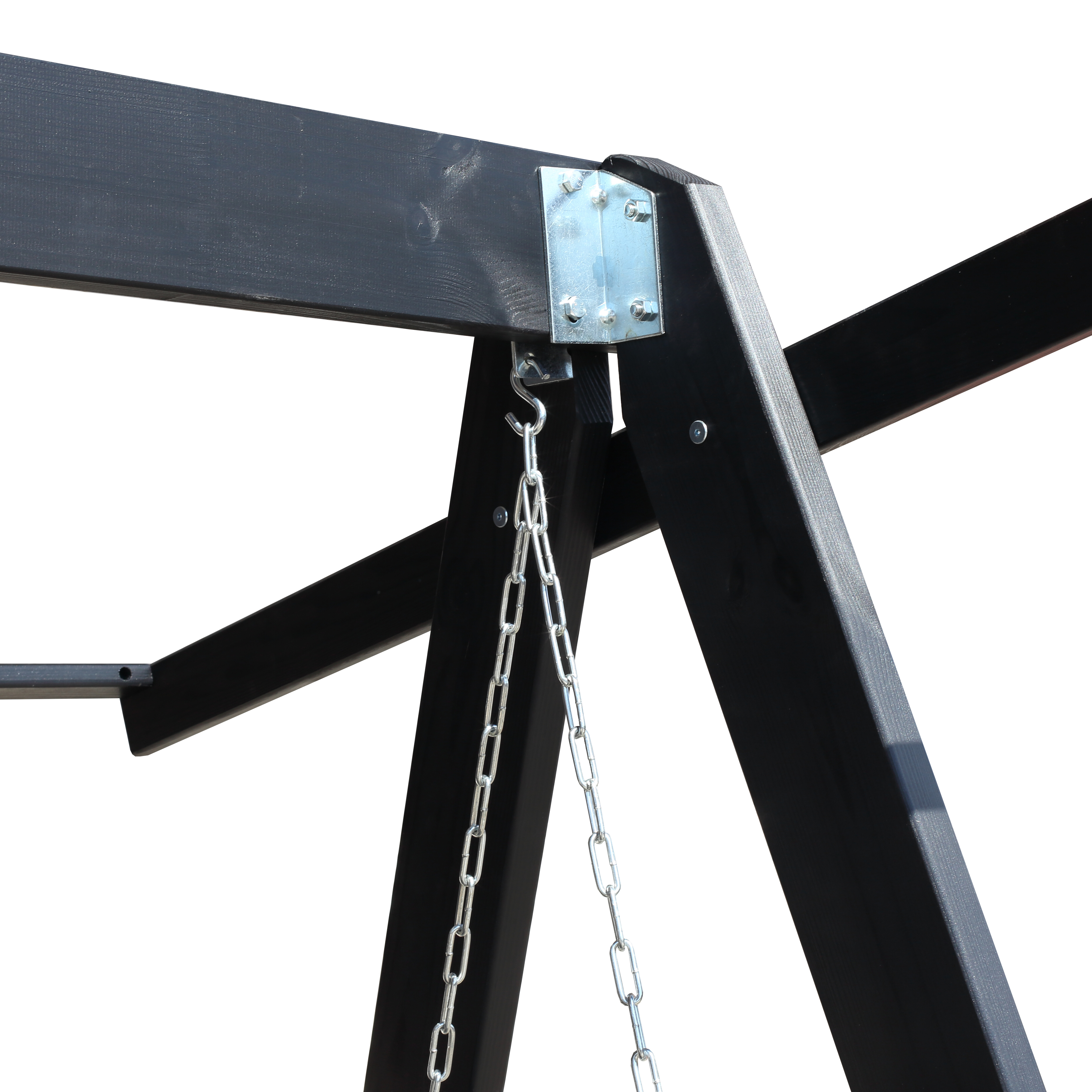 PELLE garden swing without roof, Svarte frame Grå