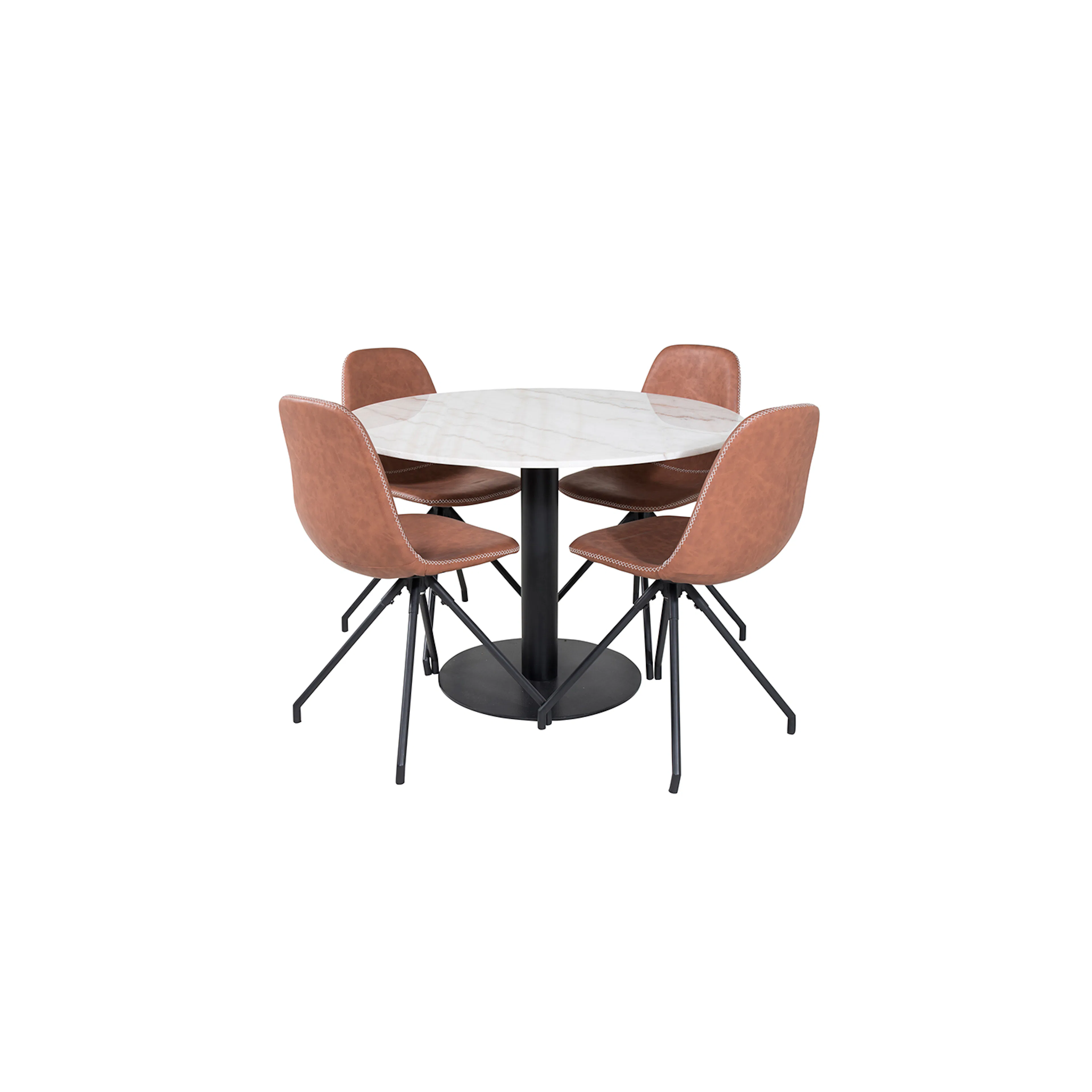 Estelle Round Dining Table ø106+ Polar Dining Chair with Spi Vit/Svart/Brun