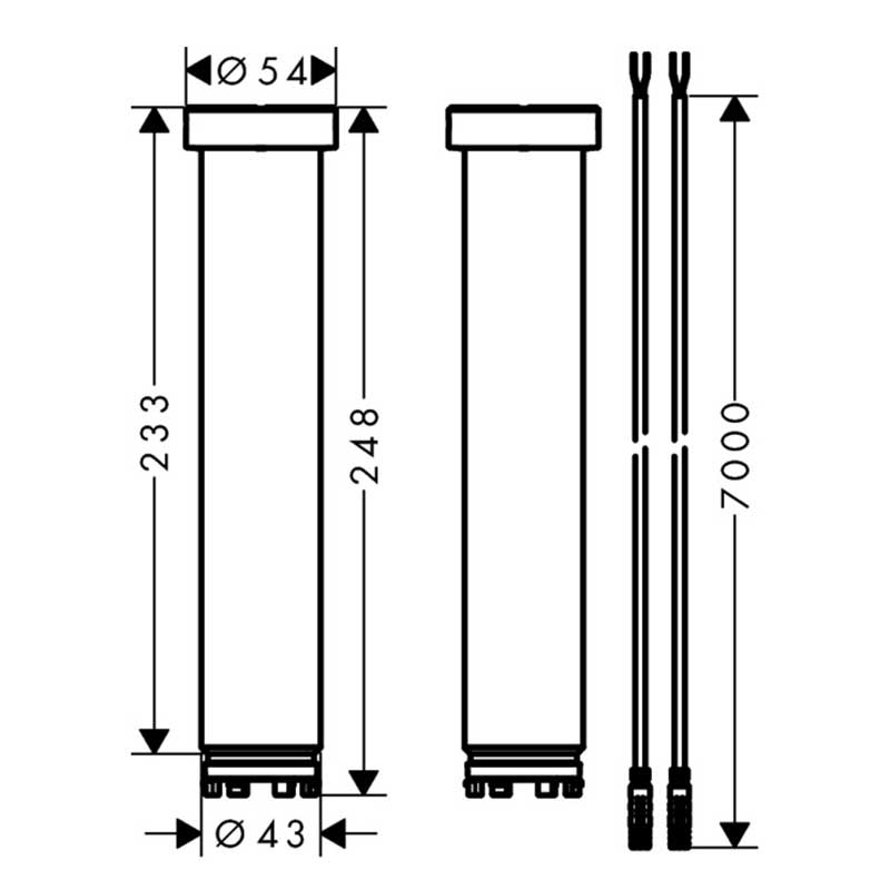 Förlängningsset Axor för Takanslutning av ShowerHeaven 1200/300 4jet