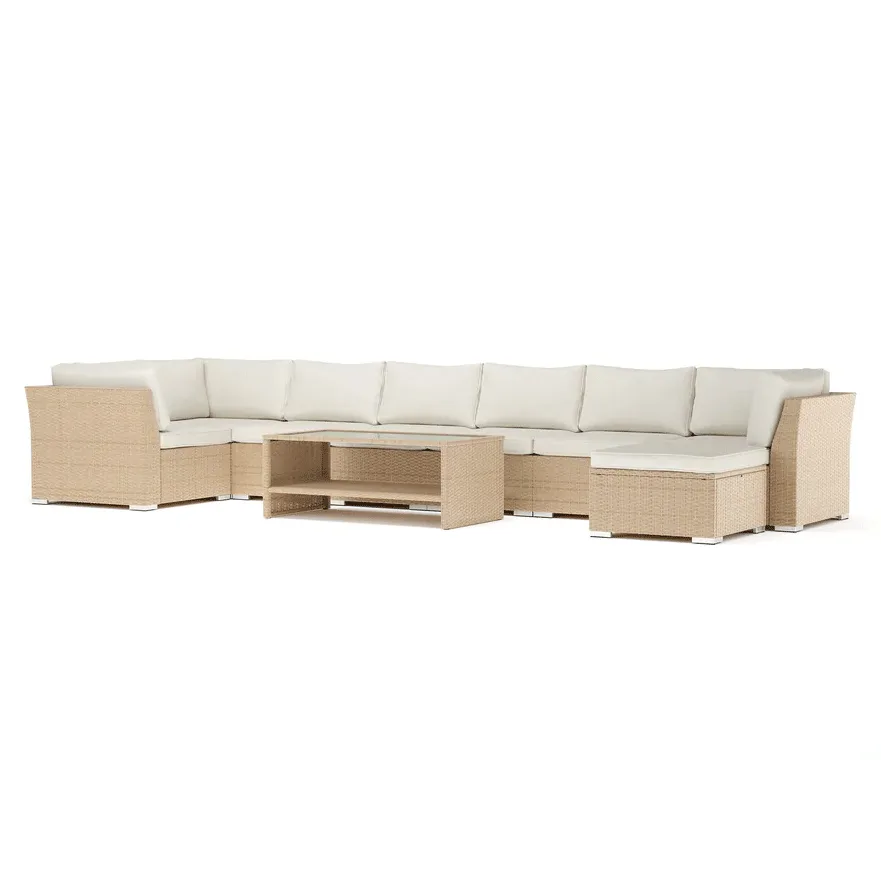 Loungesoffa Comfort Garden Wisconsin utomhus U-soffa 8-sits med vändbar divan