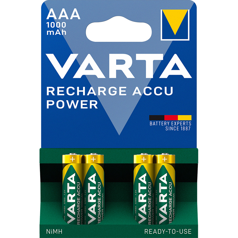Batteri VARTA Laddningsbara Alkaliska AAA 1000 mAh 4-Pack